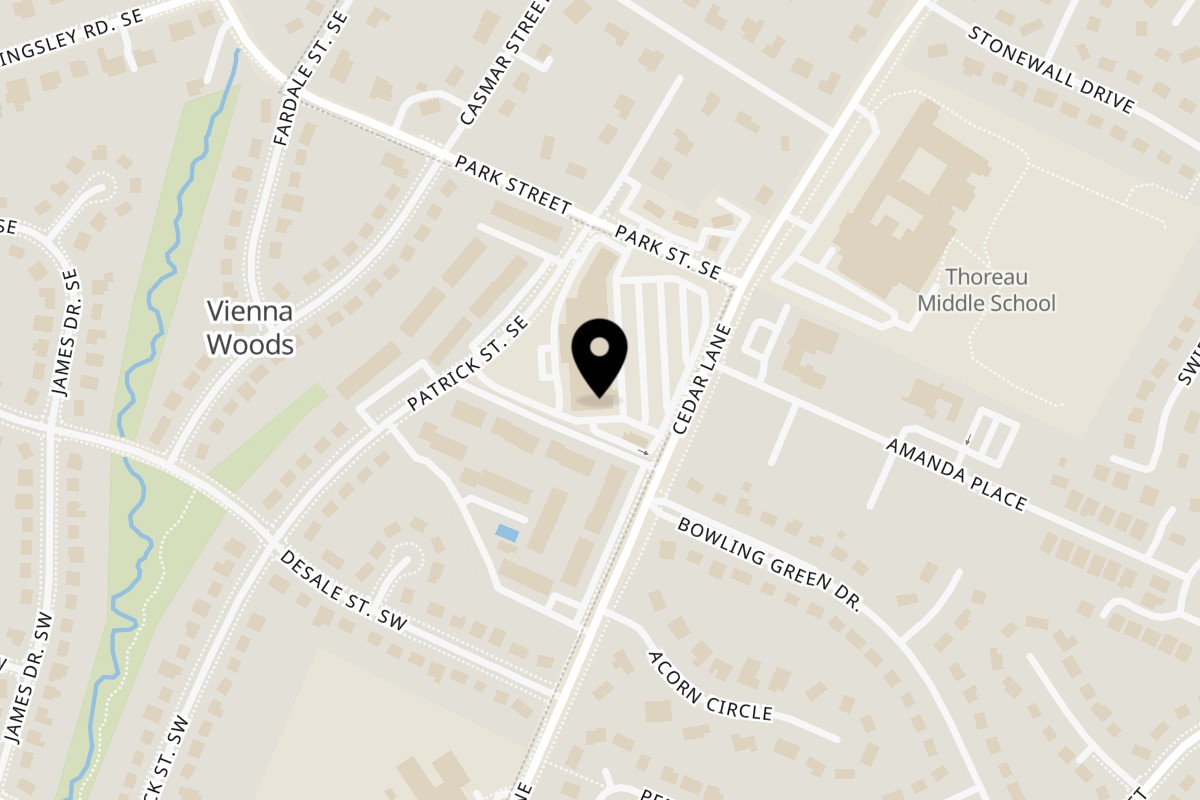 Map showing the location of America's Best Wings on 262 Cedar Ln SE in Vienna